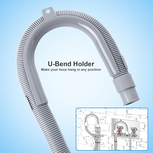 Elyfree 6ft Universal Washing Machine Drain Hose Kit with 4 Clamps & U-Bend Holder