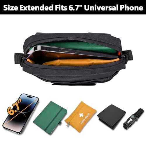 MOZETO Belt Pouches for Men, Water Resistant Small Belt Bag with USA Flag Patch, Pocket Organizer Storage EDC Gear for Work, Travel, Hiking