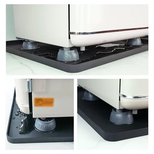 Kingwi 23.6 x 23.6 x 0.8 in Mini Fridge Mat with 4 Risers, Leak-Proof Silicone Floor Protector