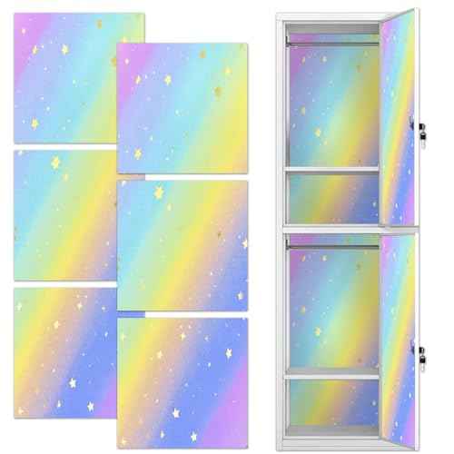 6 Pcs School Locker Magnetic Wallpaper 12" x 12"Removable, Waterproof, Trimmable Sticker Locker Decorations Accessories, Back to School Supplies University Students Teens and Office Wall(Rainbow)