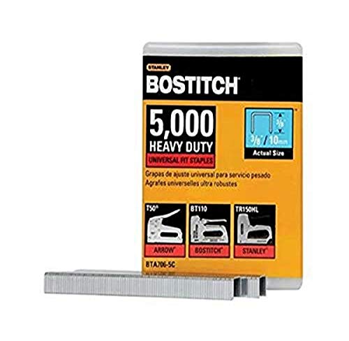 Heavy Duty Construction Staples 3/8 x 2/5-Inch - 5000 Pack for Roofing & Insulation (BTA706-5C)
