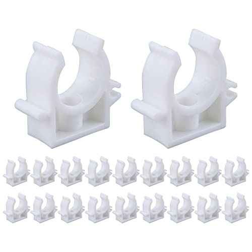 PEX Clips Pipe Clamp 3/4 Inch, 20 Pack 20 mm Pipe Hangers Pipe Holder PEX Tubing Clamps PVC Water Pipe Support, Plastic U-Shaped PVC Pipe Clamps Tools With Screws, White