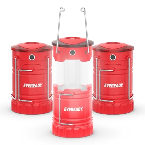 Eveready Red Collapsible LED Camping Lantern 3-Pack - Water-Resistant Emergency Lights