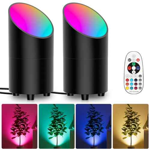 Onforu 7W RGBW Floor Can Light, Color Changing Up Lights Indoor with Foot Switch Spotlight 2700K Uplighting Indoor Uplights for Plant Corner 2 Pack
