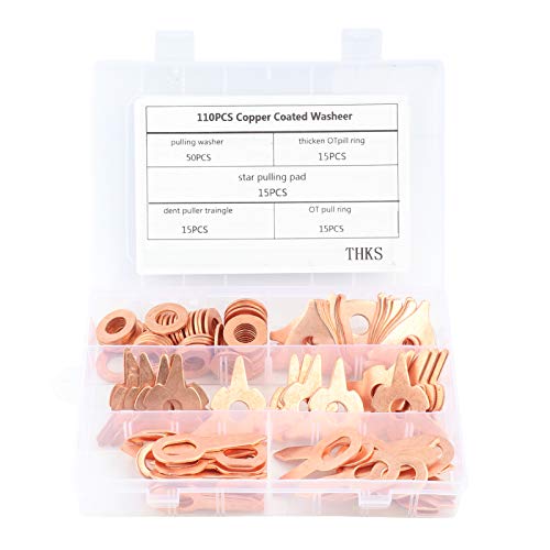 spot Welder Tips spot Welder dent Puller 20 * 13 * 4 Srliya 110pcs Dent Pulling Puller Rings Triangle OT Round for Car Body Welding Repair Tool Set