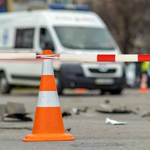 ABN 6PCS Expandable Cone Bar - Reflective Safety Cone Bars, Lightweight Traffic Barricade for Parking Lots, Road Construction, Expandable Safety Cone Bars, Expands 3.7-6.5 Feet
