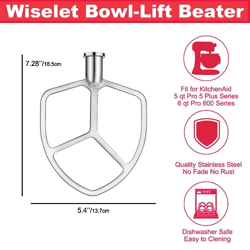 Stainless Steel Flat Beater for KitchenAid 5-6 Qt Bowl-Lift Mixers – Wiselet