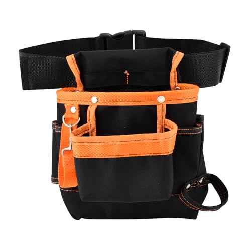 8 Pockets Tool Pouch, Utility Organizer Pouch Waist Bag for Tools, Adjustable Belt Work Apron for for Technician Maintenance Electrician Carpenter Woodworker Roofing Hardware Tools(SIZE:9.45x9.84inch)