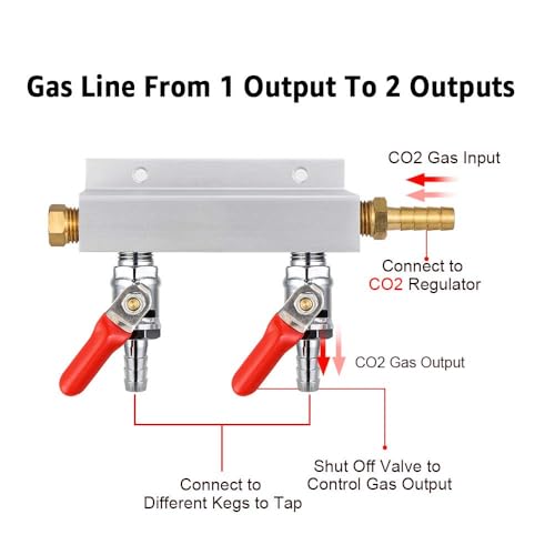 2-Way CO2 Gas Manifold Splitter, 5/16'' Barb Aluminum Distributor – MRbrew