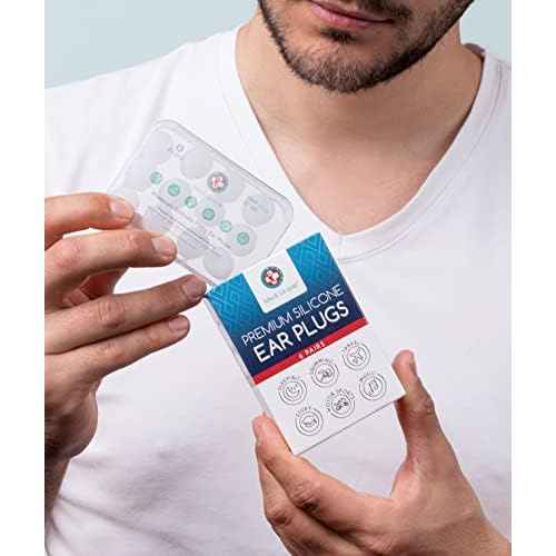 Silicone Ear Plugs for Sleeping [9 Pairs] by Medi Grade - Custom Fit Soft Silicone Ear Plugs That Block Out Snoring 27dB ? Noise Reduction Reusable Earbuds - Bonus Travel Cases, Ear Towel, Hair Ties