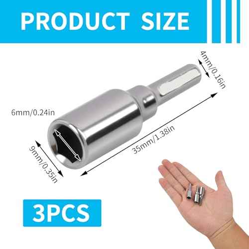 3 Pcs 4mm to 1/4 Bit Adapter Magnetic, Precision 0.4 Inches Socket Adapter for 4mm Electric Screwdriver, Durable Hex Shank Converter for Professionals, Tinkerers, and Hobbyists