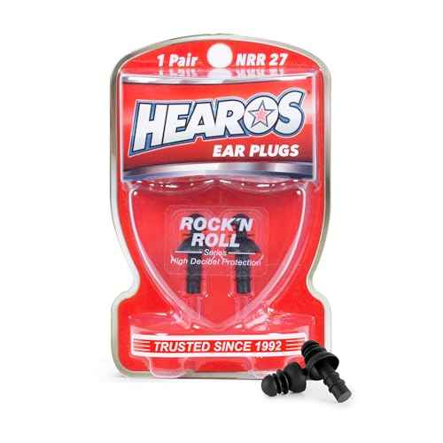 Hearos Earplugs Rock 'n Roll Series with Free Case, 1-Pair, NRR 27, TPE, Reusable, Black (309)