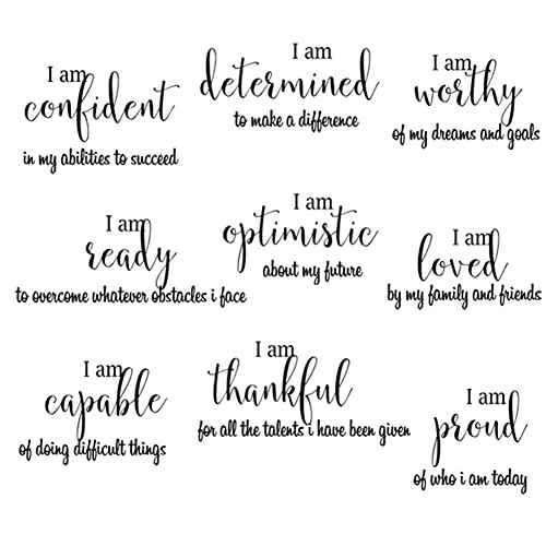 9 Pieces Inspirational Decals Black Motivational Wall Sticker Vinyl Wall Quotes Stickers Wall Art Stickers Peel and Stick Wall Decals for Girl Boy Bedroom Living Room