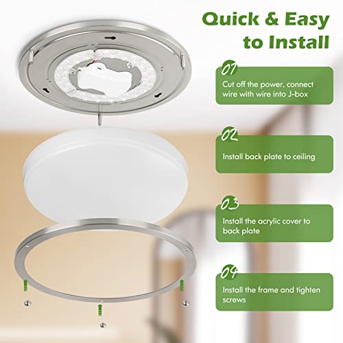 GoBright Brushed Nickel 36W LED Ceiling Light Fixture, 12in, 3 CCT Adjustable