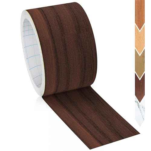 GSCIT Club Walnut Wallpaper, 2.4 inch X 15ft Self Adhesive Wood Grain Repair Tape Walnut Repair Patch for Tables, Chairs, Baseboards, Doors, Windows, Floors, Handicraft DIY.