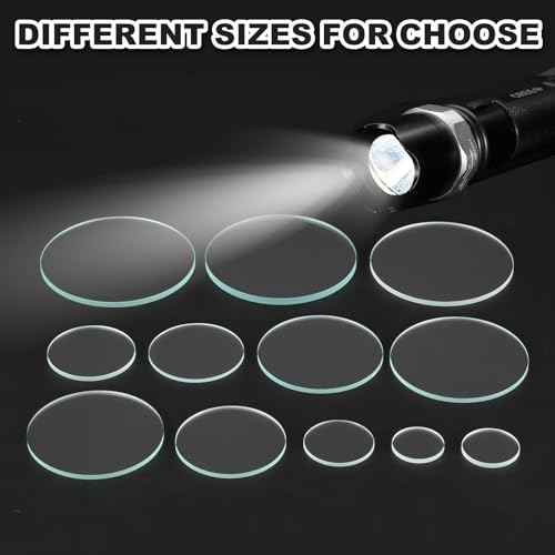 PATIKIL 1.1" Dia LED Lens, 3 Set Polished Edge Flashlight Glass Lens with Silicone Ring for Light Source Lens Replacement, Transparent, Black