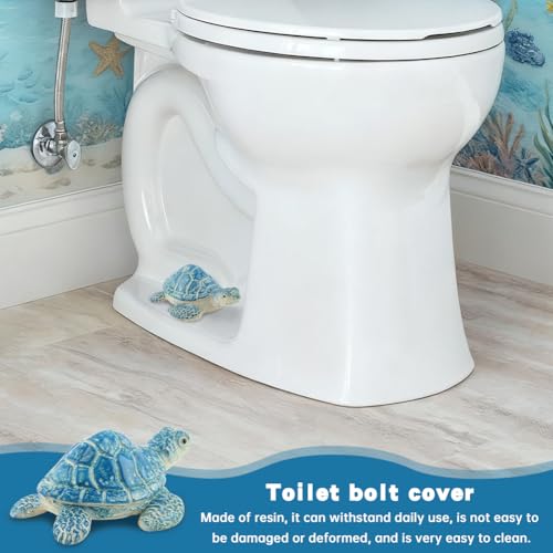 Sea Turtle Toilet Bolt Covers - Decorative Bathroom Screw Caps, 2 Pack