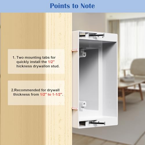 Magaliyo 1-Gang Recessed Outlet Box White for Wall Mount TV, GFCI & USB