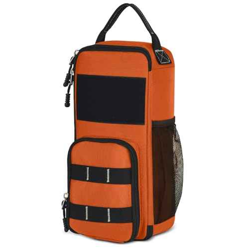 LAKE OF FIRE 12" Small Tool Bag Pouch for Men with Multiple Pockets, Waterproof Heavy Duty Tool Bag Organizer with Zipper and Portable Handle (Orange)