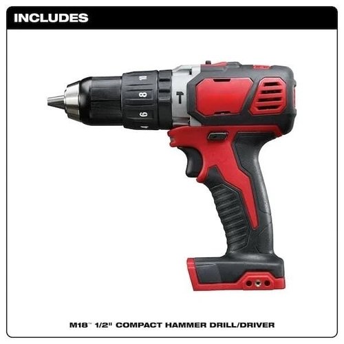 2607-20 Hammer Drill for Milwaukee M18 18V Cordless Compact 1/2" Hammer Drill/Driver (Tool Only)