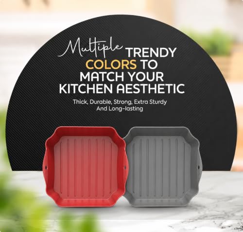 ZIP STANDING 8.5” Silicone Air Fryer Liners Set of 4 for 5-8QT – Reusable, With Handles & Drain Holes