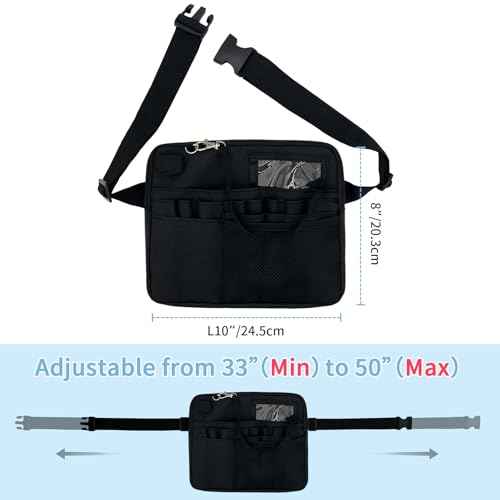 Versatile Server Waist Apron, Adjustable Money Pouch Bag, Waiter Restaurant Serving Apron Bag for Cooking, Bistro, Kitchen (Black)