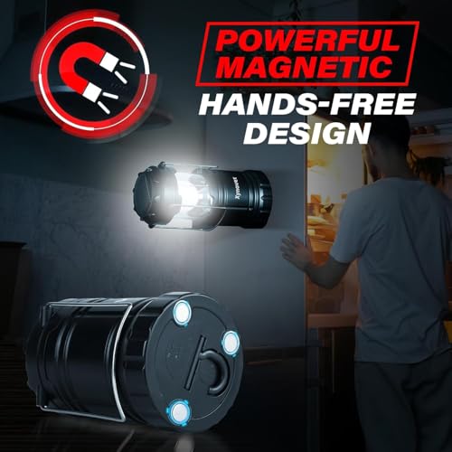 Xynover 4-Pack 3-in-1 Solar Rechargeable Camping Lanterns with Power Bank, Collapsible Waterproof LED Light
