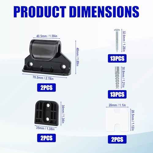 Black Retractable Baby Gate Replacement Part, 55" W x 33" H Retractable Baby Gate Extension Kit with 2 Latches 2 Brackets & 1 Set of Screws for Telescopic Doors for Babies and Pets