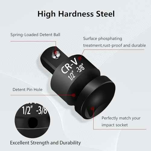 Giantree 2 Pcs Impact Socket Reducer and Adapter Set, 1/2"to 3/8" & 3/8"to 1/2" Impact Adapter Set, Steel Impact Adapter Set, Breaker Bar Wrench Conversion Kit Mechanic tools