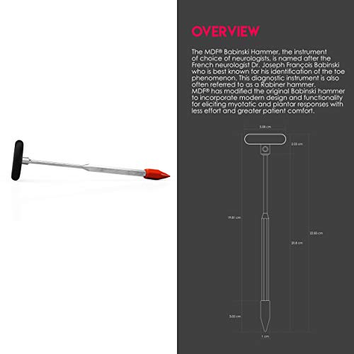 Babinski Neurological Reflex Hammer - Pointed Tip, Durable, 1 Pack - Black