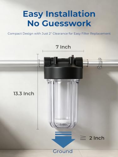 Purcooflow 10" x 4.5" Clear Water Filter Housing - Heavy-Duty, Leak-Proof
