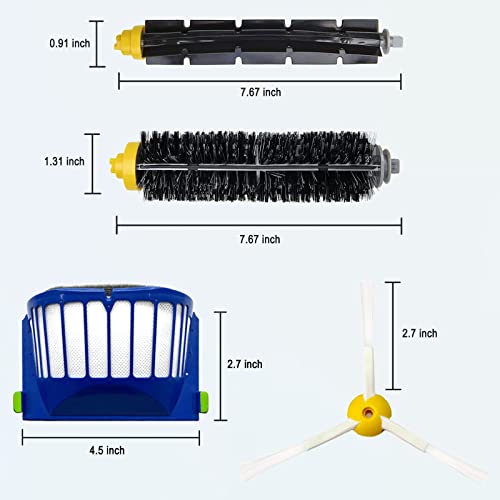 Replacement Parts Kit for iRobot Roomba 600/500 Series – 2 Bristle & 2 Beater, 6 Filters, 6 Side Brushes (2+6+6) – Rjnlsc