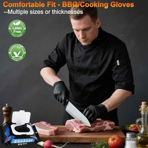 BBQ Gloves 50 Disposable nitrile Gloves with 2 Reusable Cotton Liners Guantes for Cooking Food Prep,Powder Latex Free,Heat Resistant for Grilling, Barbecue, Smoker Guante Heat Froof for Men - XLarge