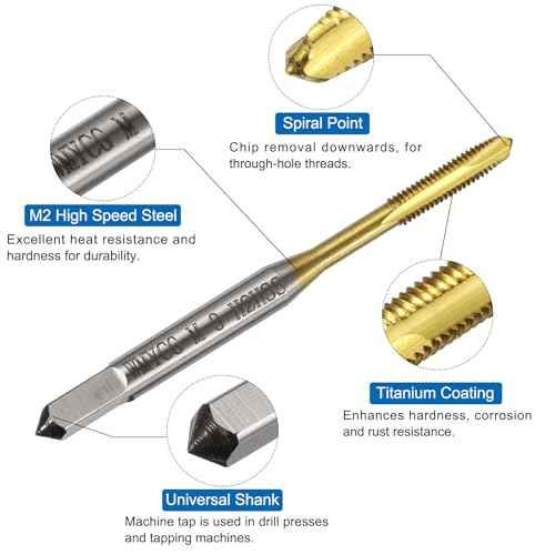 uxcell Metric Tap & Drill Bit Set, 2pcs M3 x 0.5 Spiral Point Thread Taps Titanium Coated and 2pcs 2.5mm Twist Drill Bits Roasted Yellow, Screw Tapping Threading Tools
