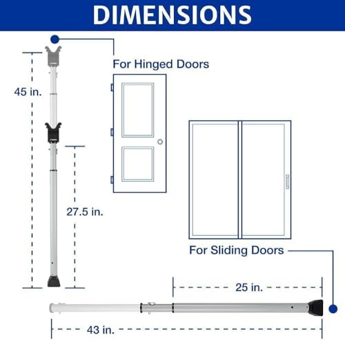 BRINKS Portable Adjustable Door Security Bar with 121dB Alarm