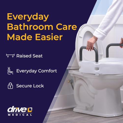 Drive Medical Standard 2-in-1 Raised Toilet Seat with Removable Padded Arms