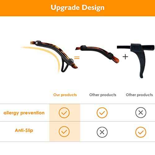 Eyeglasses Ear Grips Sleeve-Upgrade anti-slip eyewear retainer-Sleeve with Hook design-Soft and comfort Glasses Ear hooks 6Pairs (BLACK)