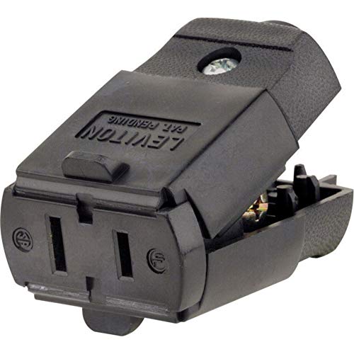 Leviton 102-EP 15A Non-Grounding Straight Blade Power Connector Black