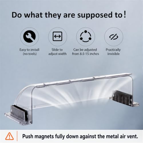 EKOCSIO 2 Pack Adjustable Magnetic Air Vent Deflectors - Transparent