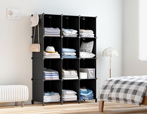 HOMIDEC 12-Cube Closet Organizer Storage Black - Modular Home Shelving