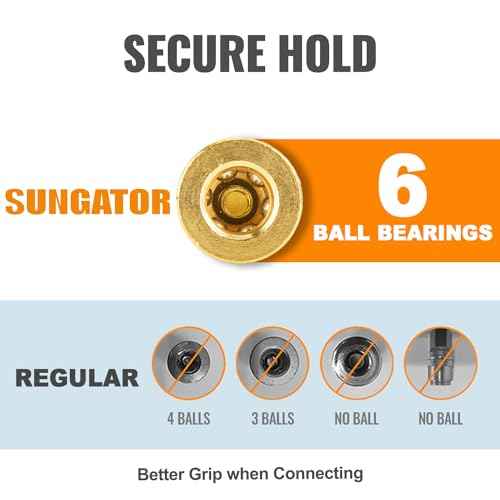 SUNGATOR 2 Pack 3/8'' Male NPT Industrial Air Couplers with 1/4'' Flow Hole, Brass 3/8'' MNPT Thread to 1/4'' Air Hose Fittings, Quick Connect Pneumatic Air Couplers with Pre-Coated Sealant
