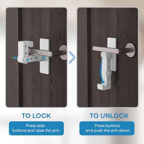 FYY Child Proof Door Lever Lock - 1 Pack Baby Proofing Door Locks for Kids Safety, 3M Adhesive Door Handle Lock Prevent Toddlers from Opening Doors, Adjustable Cabinet Locks Baby Safety Products