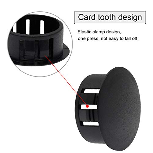 10mm (3/8") Black Plastic Hole Plugs - 60 Pack for Furniture & Equipment