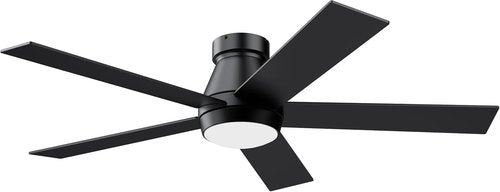 TCL 52" Ceiling Fan with Lights, Black Flush Mount Ceiling Fans with Remote Control, 6 Speeds DC Reversible, Dimmable, Noiseless, Low Profile Ceiling Fans for Bedroom