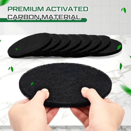 Pangda 8 Pack Oval Charcoal Filters for Compost Bin - 6.5 x 5 in, 3/8 in Thick