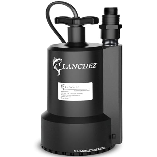 LANCHEZ 1/2 HP Submersible Water Pump - 2450 GPH Utility Sump Pump for Pool, Basement, Garden, Hot Tub