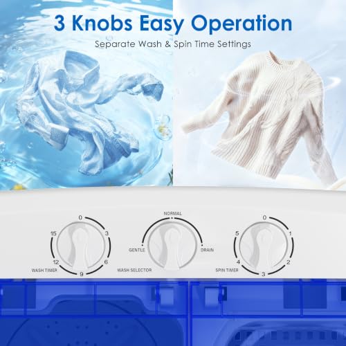 INTERGREAT 18lbs Blue Portable Twin Tub Washing Machine with Spin Dryer