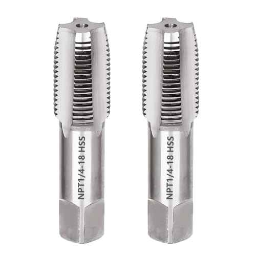 2pcs 1/4"-18 NPT Pipe Tap Set, High Speed Steel Tapered Pipe Thread Tap for Cleaning or Re-Thread Damaged or Jam Pipe Threads