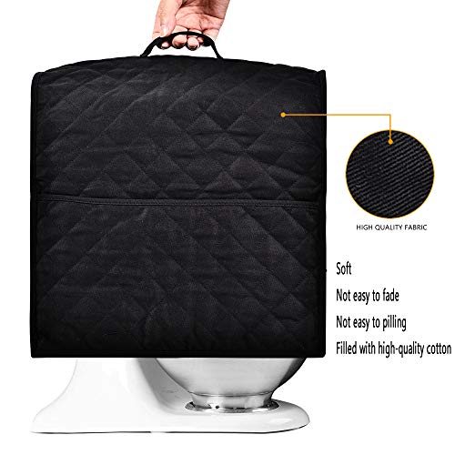 Stand Mixer Cover for KitchenAid 6-8 Quart Tilt Head/Bowl Lift - Black Cotton Fabric