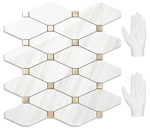 STICKGOO Peel and Stick Backsplash Tiles 10 Sheets - Polished Dolomite Mix Metal Design